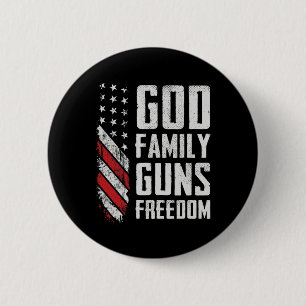 Macaron Rond 5 Cm Drapeau américain chrétien pro-arme Dieu Famille L