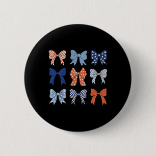 Macaron Rond 5 Cm Drapeau Américain Coquette Nœud Et Rubans Drapeau