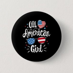 Macaron Rond 5 Cm Drapeau américain de filles 4 juillet
