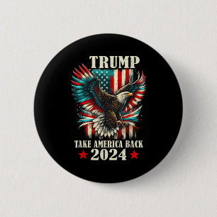 Macaron Rond 5 Cm Drapeau américain de l'aigle patriotique Trump 202