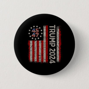 Macaron Rond 5 Cm Drapeau américain de Trump 2024 (à l'arrière)