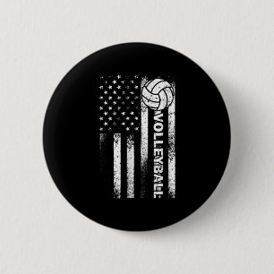Macaron Rond 5 Cm Drapeau américain de volleyball Fun États-Unis Pat