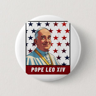 Macaron Rond 5 Cm Drapeau américain du nouveau pape Leo Xiv Robert