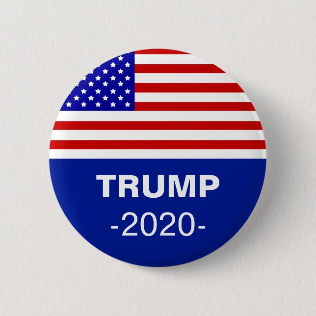 Macaron Rond 5 Cm Drapeau américain et éditable Trump 2020 (Devant)