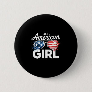 Macaron Rond 5 Cm Drapeau américain fille américaine 4 juillet famil