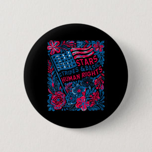 Macaron Rond 5 Cm Drapeau américain Fleurs Droits de l'Homme 4 juill