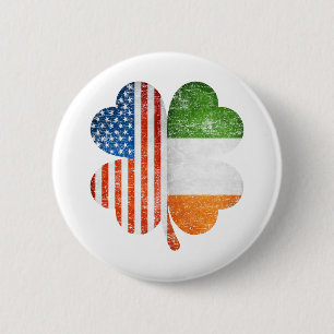 Macaron Rond 5 Cm Drapeau américain irlandais Shamrock Usa Irlande
