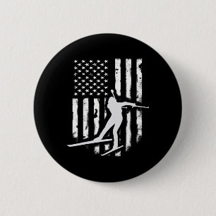 Macaron Rond 5 Cm Drapeau américain Nordic Skier Cool Cadeau Top T