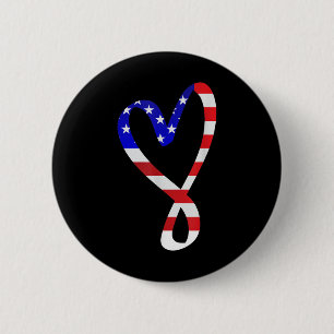 Macaron Rond 5 Cm Drapeau américain Patriotic Heart Forces Armées Me