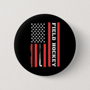 Macaron Rond 5 Cm Drapeau Américain Patriotique Hockey Sur Gazon Usa