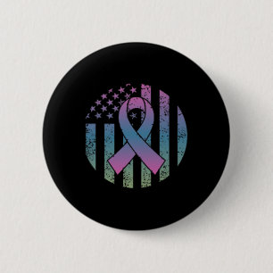 Macaron Rond 5 Cm Drapeau américain Poche Metastas Cancer du Sein Aw