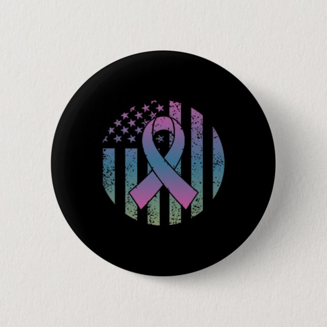 Macaron Rond 5 Cm Drapeau américain Poche Metastas Cancer du Sein Aw (Devant)