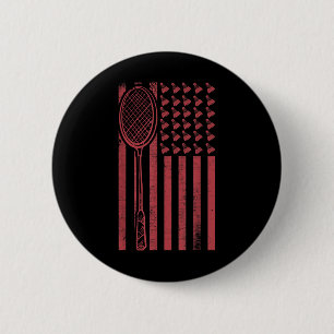 Macaron Rond 5 Cm Drapeau américain rétro Mérica Badminton Sport Jou