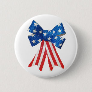 Macaron Rond 5 Cm Drapeau américain Ruban rouge blanc et bleu Bow