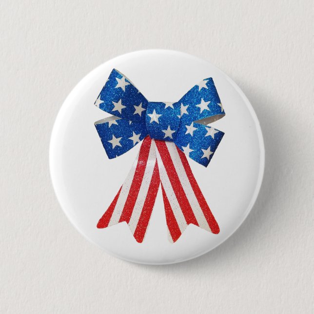 Macaron Rond 5 Cm Drapeau américain Ruban rouge blanc et bleu Bow (Devant)