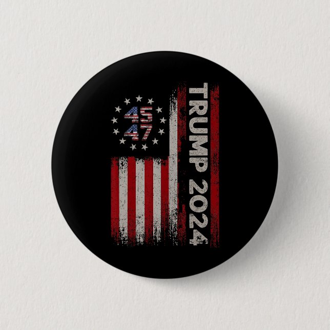 Macaron Rond 5 Cm Drapeau américain Trump 2024 (Devant)