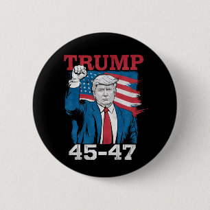 Macaron Rond 5 Cm Drapeau américain Trump 45 47 Vintage Rétro USA