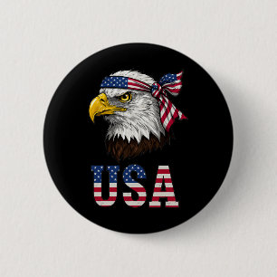 Macaron Rond 5 Cm Drapeau américain Usa Hommes Femmes Enfants Aigle