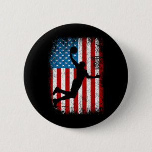 Macaron Rond 5 Cm Drapeau américain Vintage Basketball 4e de