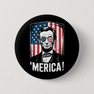 Macaron Rond 5 Cm Drapeau américain vintage Lincoln Merica 4 juillet