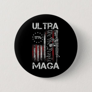 Macaron Rond 5 Cm Drapeau américain vintage Ultra Gun Usa 4 juillet