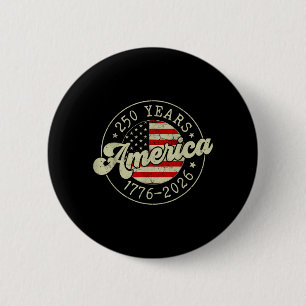 Macaron Rond 5 Cm Drapeau Amérique 250 ans 250e anniversaire États-U