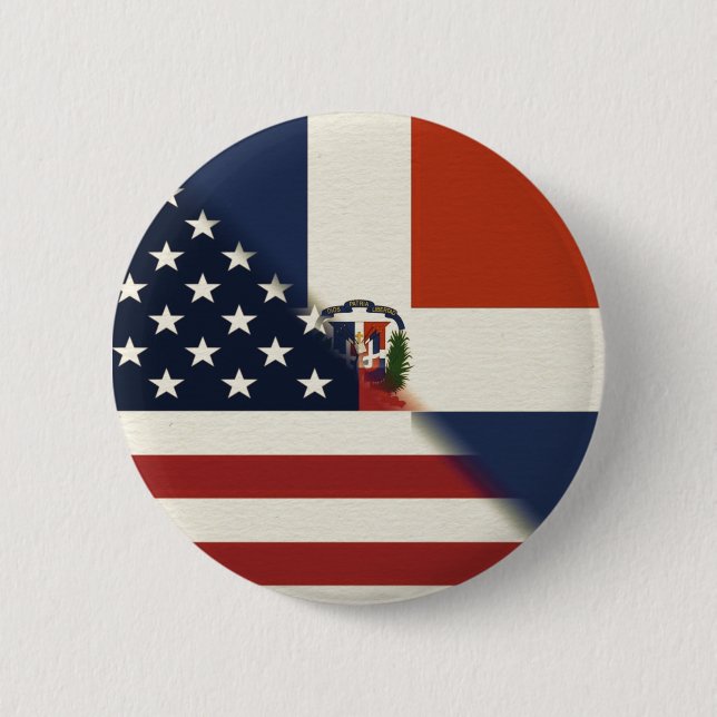 Macaron Rond 5 Cm Drapeau Amérique République Dominicaine | US D.R. (Devant)