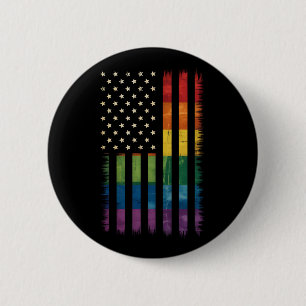 Macaron Rond 5 Cm Drapeau arc-en-ciel en détresse Pride USA America 