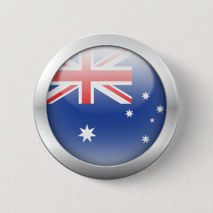 Macaron Rond 5 Cm Drapeau australien dans le globe