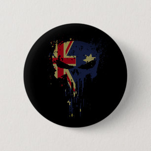 Macaron Rond 5 Cm Drapeau australien noir