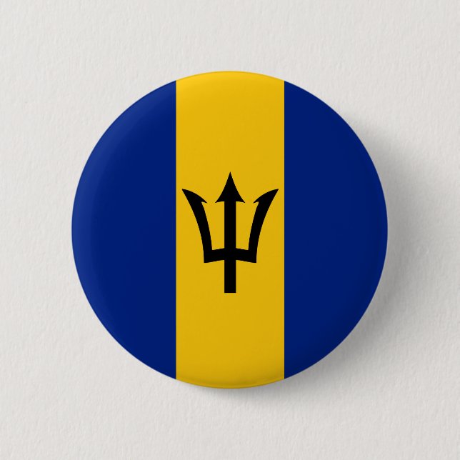Macaron Rond 5 Cm Drapeau Barbade (Devant)