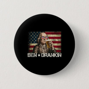 Macaron Rond 5 Cm Drapeau Ben Drankin Funny Beer 4 juillet Retro Usa