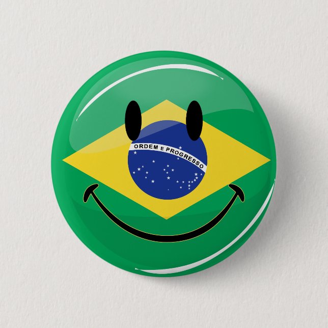 Macaron Rond 5 Cm Drapeau brésilien de sourire (Devant)
