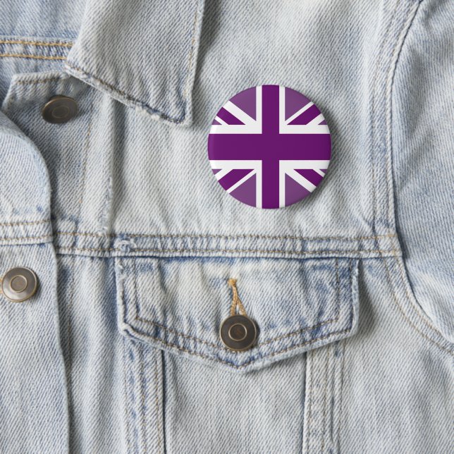 Macaron Rond 5 Cm Drapeau britannique en violet (En situation)