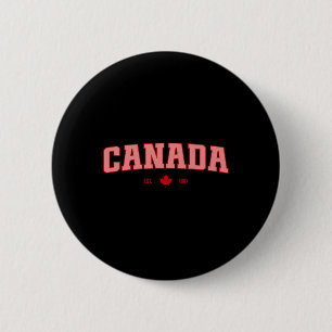Macaron Rond 5 Cm Drapeau Canada Amour Rétro Fête du Canada Feuille