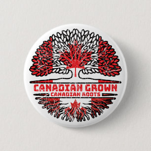 Macaron Rond 5 Cm Drapeau canadien des racines d'arbre