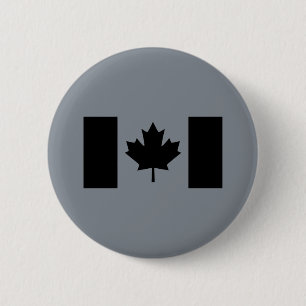 Macaron Rond 5 Cm Drapeau canadien en noir