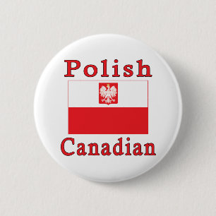 Macaron Rond 5 Cm Drapeau canadien polonais