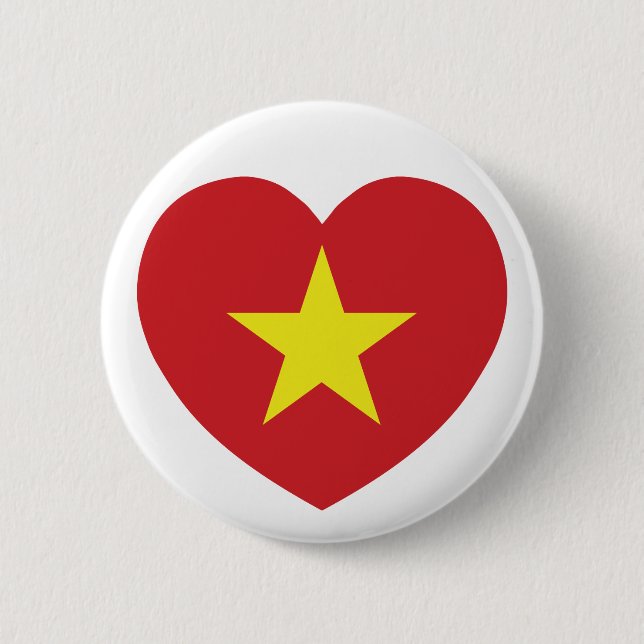 Macaron Rond 5 Cm Drapeau cardiaque du Vietnam (Devant)