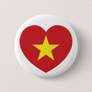 Macaron Rond 5 Cm Drapeau cardiaque du Vietnam