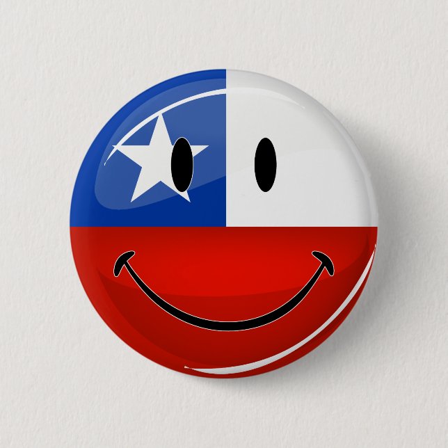 Macaron Rond 5 Cm Drapeau chilien de sourire de rond brillant (Devant)
