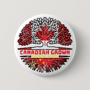 Macaron Rond 5 Cm Drapeau chinois du Canada Tree Roots