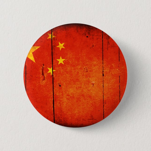 Macaron Rond 5 Cm Drapeau chinois en bois (Devant)