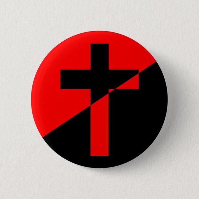 Macaron Rond 5 Cm Drapeau chrétien de christianisme d'anarchie (Devant)