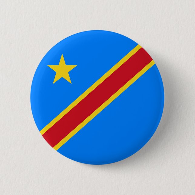 Macaron Rond 5 Cm Drapeau Congo Kinshasa (Devant)