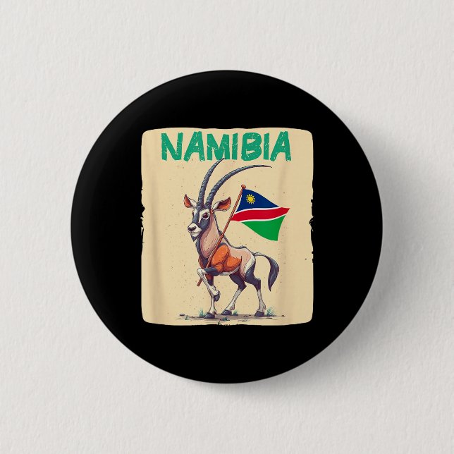 Macaron Rond 5 Cm Drapeau Cool de Namibie avec Graphique d'Animal Ge (Devant)