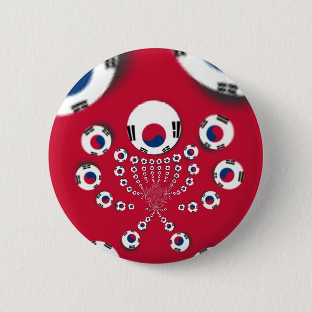 Macaron Rond 5 Cm Drapeau Corée du Sud Kaleidoscope (Devant)