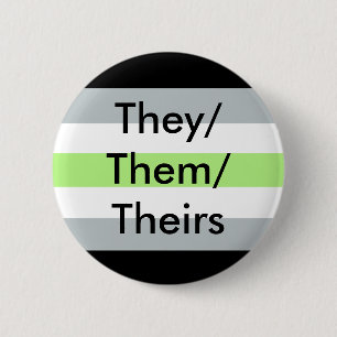 Macaron Rond 5 Cm Drapeau d'Agender eux/eux/leurs se boutonnent