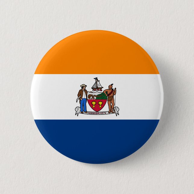 Macaron Rond 5 Cm Drapeau d'Albany, New York (Devant)