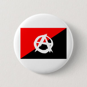 Macaron Rond 5 Cm Drapeau d'anarchiste avec le symbole d'A